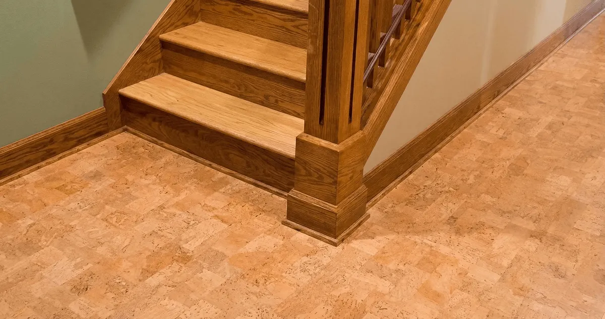 End of a staircase with cork flooring in Scottsdale, AZ